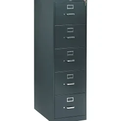 HON File Cabinets<® 310 Series Vertical File Cabinet, Legal, 5-Drawer, Charcoal, 26 1/2"D