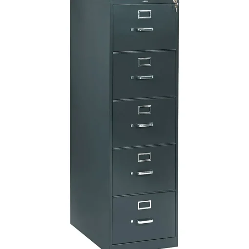 HON File Cabinets<® 310 Series Vertical File Cabinet, Legal, 5-Drawer, Charcoal, 26 1/2"D