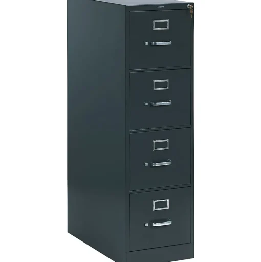 HON File Cabinets<310 Series Vertical File Cabinet, 26 1/2" 4-Drawer, Letter Size, Charcoal