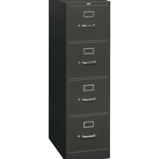 HON File Cabinets<310 Series Vertical File Cabinet, 26 1/2" 4-Drawer, Letter Size, Charcoal