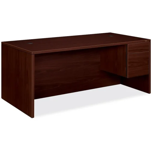 HON Computer Desks<10500 Series 72"W Right Pedestal Desk, Mahogany (H10585RNN)