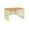 HON Computer Desks<38000 Series 48"W Single Pedestal Desk, Harvest Oak/Putty (H38251CL)