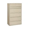 HON File Cabinets<Brigade 700 Series 5 File Drawer Lateral File Cabinet, Locking, Letter/Legal, Putty/Beige, 42"W (H795.L.L)