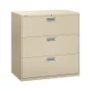HON File Cabinets<Brigade 600 Series 3-Drawer Lateral File Cabinet, Locking, Letter/Legal, Putty/Beige, 42"W (H693.L.L)
