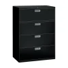 HON File Cabinets<Brigade 600 Series 4-Drawer Lateral File Cabinet, Locking, Letter/Legal, Black, 42"W (694LP)