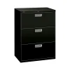 HON File Cabinets<Brigade 600 Series 3-Drawer Lateral File Cabinet, Locking, Letter/Legal, Black, 30"W (H673.L.P)