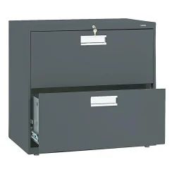 HON File Cabinets<Brigade 600 Series 2-Drawer Lateral File Cabinet, Locking, Letter/Legal, Charcoal, 30"W (H672.L.S)