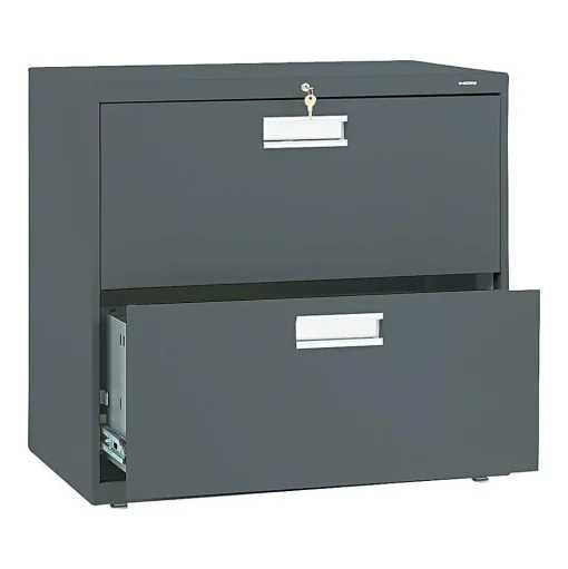 HON File Cabinets<Brigade 600 Series 2-Drawer Lateral File Cabinet, Locking, Letter/Legal, Charcoal, 30"W (H672.L.S)