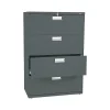 HON File Cabinets<Brigade 600 Series 4-Drawer Lateral File Cabinet, Locking, Letter/Legal, Charcoal, 36"W (H684.L.S)