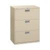 HON File Cabinets<Brigade 600 Series 3-Drawer Lateral File Cabinet, Locking, Letter/Legal, Putty/Beige, 30"W (H673.L.L)