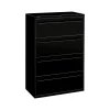 HON File Cabinets<Brigade 700 Series 4-Drawer Lateral File Cabinet, Locking, Black, Letter/Legal, 36"W (H784.L.P)