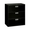 HON File Cabinets<Brigade 600 Series 3-Drawer Lateral File Cabinet, Locking, Letter/Legal, Black, 36"W (PHS-88)