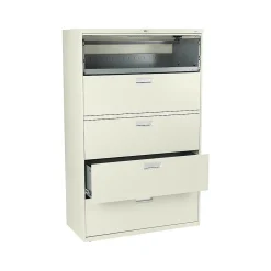 HON File Cabinets<Brigade 600 Series 5-Drawer Lateral File Cabinet, Locking, Letter/Legal, Putty/Beige, 42"W (H695.L.L)