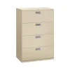 HON File Cabinets<Brigade 600 Series 4-Drawer Lateral File Cabinet, Locking, Letter/Legal, Putty/Beige, 36"W (684LL)