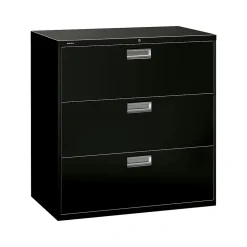 HON File Cabinets<Brigade 600 Series 3-Drawer Lateral File Cabinet, Locking, Letter/Legal, Black, 42"W (H693.L.P)