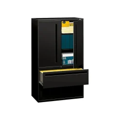 HON File Cabinets<Brigade 700 Series 2-Drawer Lateral File Cabinet, Locking, Letter/Legal, Black, 42"W (H795LSP)