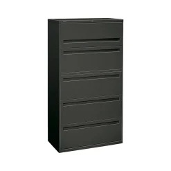 HON File Cabinets<Brigade 700 Series 5-Drawer Lateral File Cabinet, Locking, Letter/Legal, Charcoal, 36"W (-785LS)