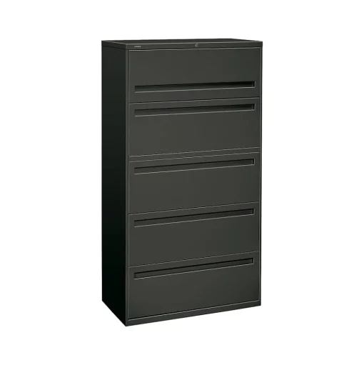 HON File Cabinets<Brigade 700 Series 5-Drawer Lateral File Cabinet, Locking, Letter/Legal, Charcoal, 36"W (-785LS)