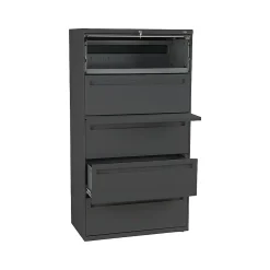 HON File Cabinets<Brigade 700 Series 5-Drawer Lateral File Cabinet, Locking, Letter/Legal, Charcoal, 36"W (-785LS)