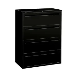 HON File Cabinets<Brigade 700 Series 4-Drawer Lateral File Cabinet, Locking, Black, Letter/Legal, 42"W (H794.L.P)