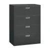 HON File Cabinets<Brigade 600 Series 4-Drawer Lateral File Cabinet, Locking, Charcoal, Letter/Legal, 42"W (H694LS)