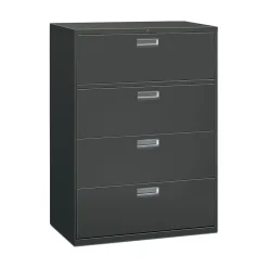 HON File Cabinets<Brigade 600 Series 4-Drawer Lateral File Cabinet, Locking, Charcoal, Letter/Legal, 42"W (H694LS)