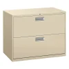HON File Cabinets<Brigade 600 Series 2-Drawer Lateral File Cabinet, Locking, Letter/Legal, Putty/Beige, 36"W (H682.L.L)