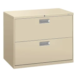 HON File Cabinets<Brigade 600 Series 2-Drawer Lateral File Cabinet, Locking, Letter/Legal, Putty/Beige, 36"W (H682.L.L)