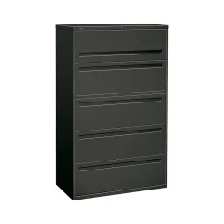 HON File Cabinets<Brigade 700 Series 5-Drawer Lateral File Cabinet, Locking, Letter/Legal, Charcoal, 42"W (795LS)