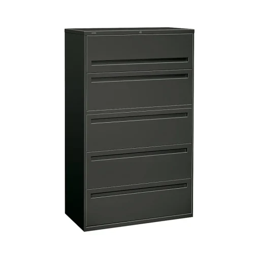HON File Cabinets<Brigade 700 Series 5-Drawer Lateral File Cabinet, Locking, Letter/Legal, Charcoal, 42"W (795LS)