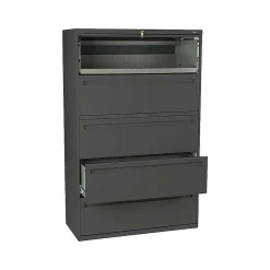 HON File Cabinets<Brigade 700 Series 5-Drawer Lateral File Cabinet, Locking, Letter/Legal, Charcoal, 42"W (795LS)