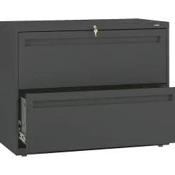HON File Cabinets<Brigade 700 Series 2-Drawer Lateral File Cabinet, Locking, Charcoal, Letter/Legal, 36"W (H782.L.S)