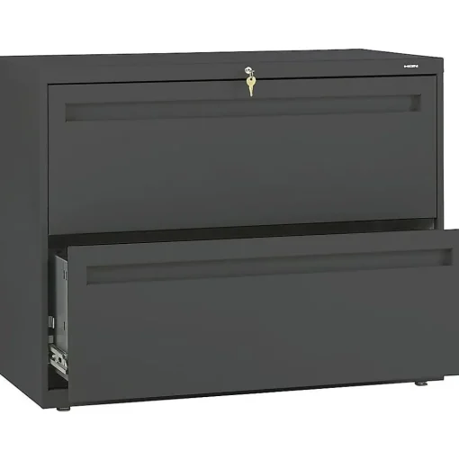 HON File Cabinets<Brigade 700 Series 2-Drawer Lateral File Cabinet, Locking, Charcoal, Letter/Legal, 36"W (H782.L.S)