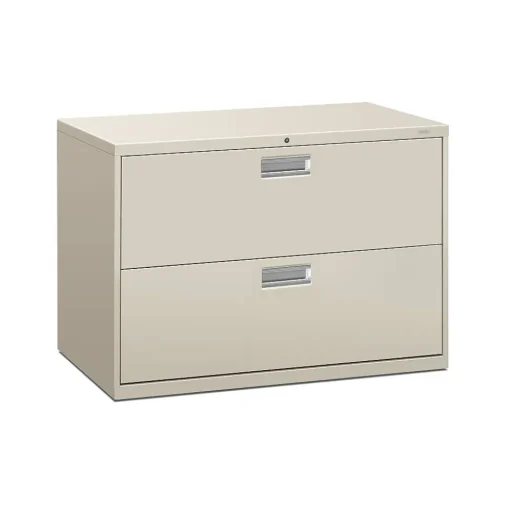 HON File Cabinets<Brigade 600 Series Lateral File, 2 Drawers, Aluminum Pull, 42"W, Light Gray Finish, (692LQ)