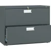 HON File Cabinets<Brigade 600 Series Lateral File Cabinet, A4/Legal/Letter, 2-Drawer, Charcoal, 36"W