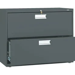 HON File Cabinets<Brigade 600 Series Lateral File Cabinet, A4/Legal/Letter, 2-Drawer, Charcoal, 36"W