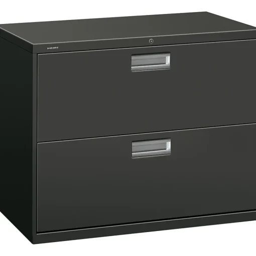 HON File Cabinets<Brigade 600 Series Lateral File Cabinet, A4/Legal/Letter, 2-Drawer, Charcoal, 36"W