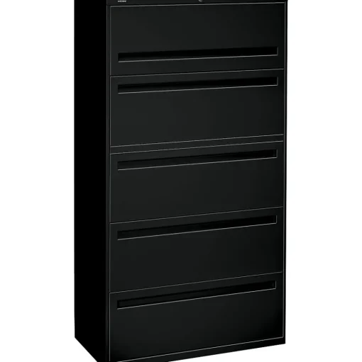 HON File Cabinets<Brigade® 700 Series Lateral File, 5-Drawer, 67Hx36Wx19-1/4"D, Black