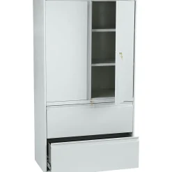 HON File Cabinets<Brigade 800 Series Lateral File Cabinet, A4/Legal/Letter, 2-Drawer, Light Gray, 19 1/4"Depth