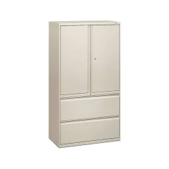 HON File Cabinets<Brigade 800 Series Lateral File Cabinet, A4/Legal/Letter, 2-Drawer, Light Gray, 19 1/4"Depth