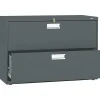 HON File Cabinets<Brigade 600 Series Lateral File Cabinet, A4/Legal/Letter, 2-Drawer, Charcoal, 42"W