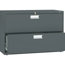 HON File Cabinets<Brigade 600 Series Lateral File Cabinet, A4/Legal/Letter, 2-Drawer, Charcoal, 42"W