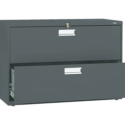 HON File Cabinets<Brigade 600 Series Lateral File Cabinet, A4/Legal/Letter, 2-Drawer, Charcoal, 42"W