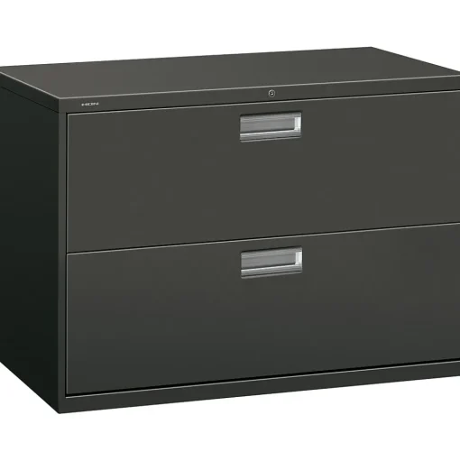 HON File Cabinets<Brigade 600 Series Lateral File Cabinet, A4/Legal/Letter, 2-Drawer, Charcoal, 42"W