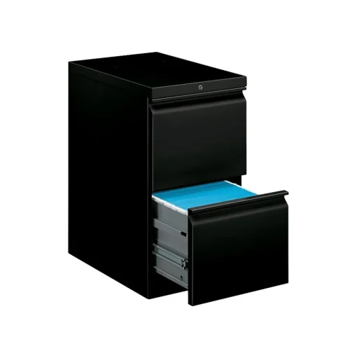 HON File Cabinets<Brigade 2-Drawer Mobile Vertical File Cabinet, Letter Size, Lockable, 28"H x 15"W x 22.88"D, Black (33823RP)