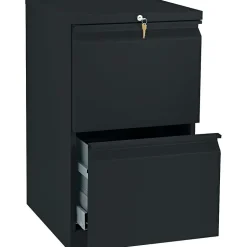 HON File Cabinets<Brigade 2-Drawer Mobile Vertical File Cabinet, Letter Size, Lockable, 28"H x 15"W x 19.875"D, Black (H33820RP)