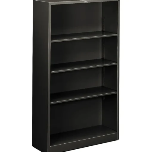 HON Bookcases<Brigade 59"H 4-Shelf Bookcase, Charcoal Metal (S60ABCS)