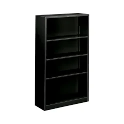 HON Bookcases<Brigade 4-Shelf 59"H Bookcase, Black Steel (HS60ABCP)