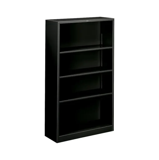 HON Bookcases<Brigade 4-Shelf 59"H Bookcase, Black Steel (HS60ABCP)