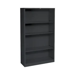 HON Bookcases<Brigade 4-Shelf 59"H Bookcase, Black Steel (HS60ABCP)